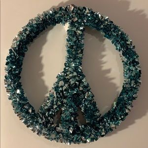 Urban Outfitters Peace Sign Tinsel Wreath Decor